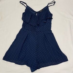 Trixxi Romper Navy w/ Polka Dots Elastic Waist Adjustable Straps Junior Size Sm.